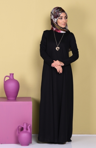 Schwarz Hijab Kleider 2064-04