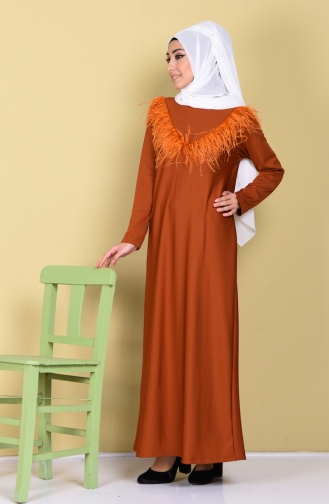 Brick Red Hijab Dress 6220-05