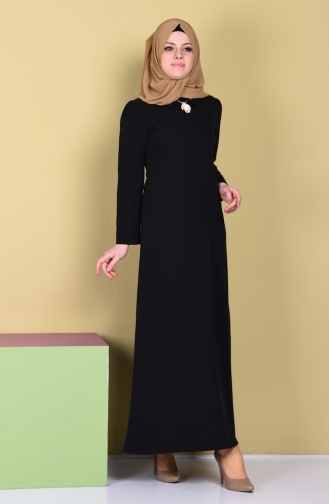 Schwarz Hijab Kleider 5025-04