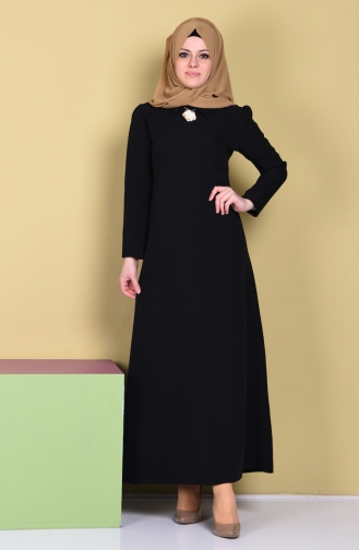 Pointed Collar Necklaced Dress 5025-04 Black  5025-04