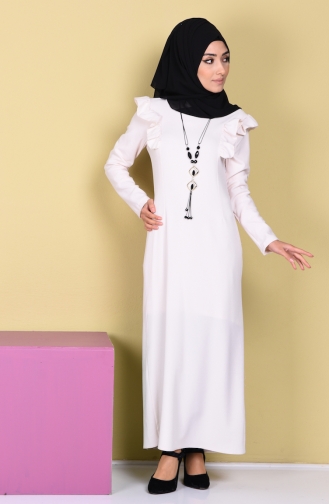 Ecru Hijab Dress 8046-06