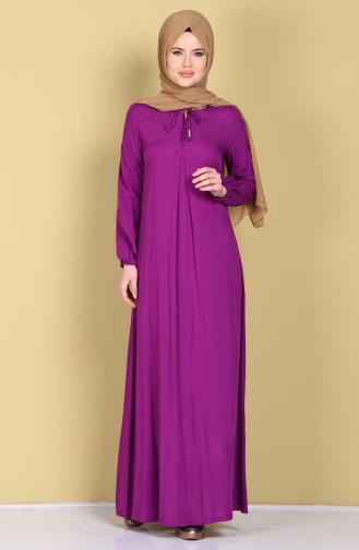 Viskose Kleid mit Schnürer 1134-19 Hell Fuchsia 1134-19