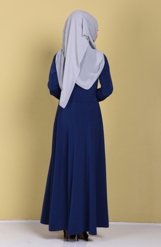 Abaya mit Rundhalsausschnitt 1061A-03 Dunkel Blau 1061A-03