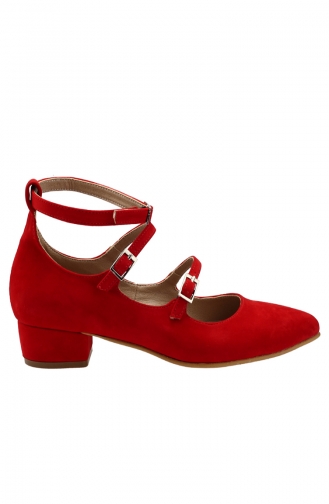 Kemerli Topuklu Ayakkabı 1023-01 Kırmızı