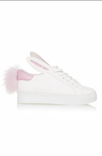 Tüylü Sneakers Ayakkabı 5010-01 Beyaz