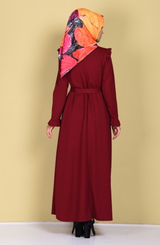 Claret Red Hijab Dress 7251-07