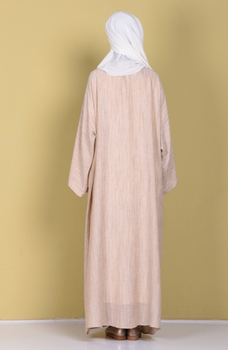 Amber Keten Abaya 2900-01 Bej 2900-01