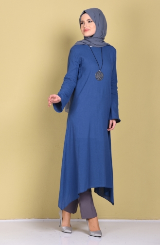 Tunique avec Collier 2764-09 İndigo 2764-09