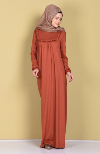 Fırfırlı Elbise 1237-06 Kiremit