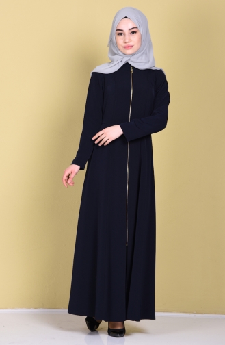 Abaya mit Rundhalsausschnitt 1061A-02 Dunkelblau 1061A-02