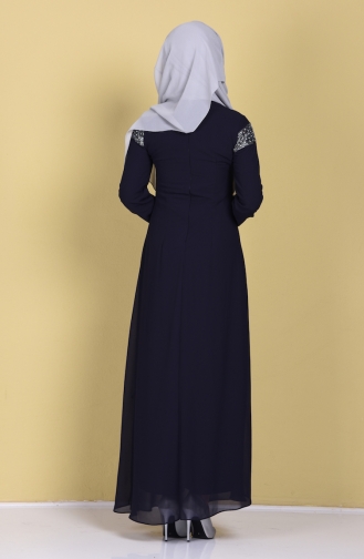 Navy Blue Hijab Dress 99015-05