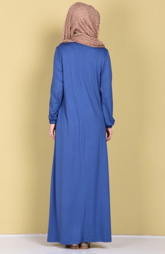 Fırfırlı Elbise 1237-04 Mavi