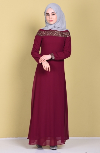 Plum Hijab Dress 99015-03