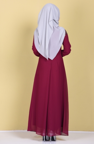 Taş Baskılı Elbise 99015-03 Mürdüm