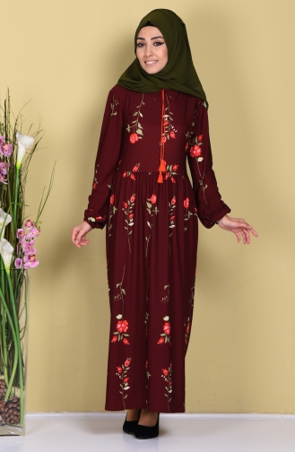 Claret Red Hijab Dress 0105-02