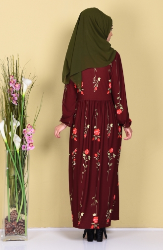 Weinrot Hijab Kleider 0105-02