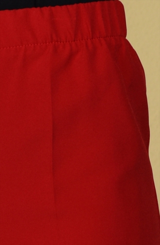 Beli Lastikli Pantolon 1006-10 Kırmızı