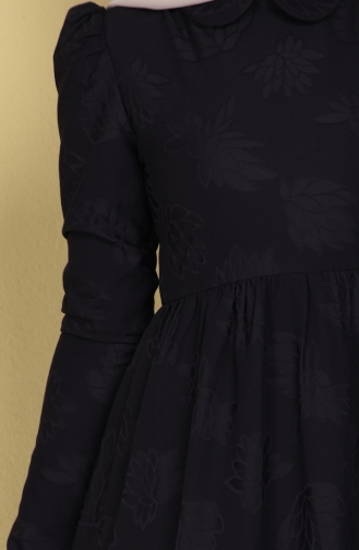 Desenli Elbise 1372-02 Siyah
