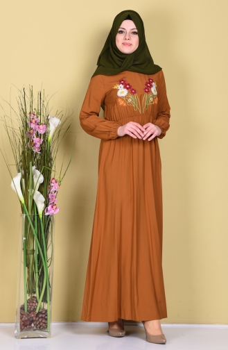Tobacco Hijab Dress 4078-05