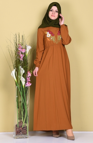 Tobacco Hijab Dress 4078-05