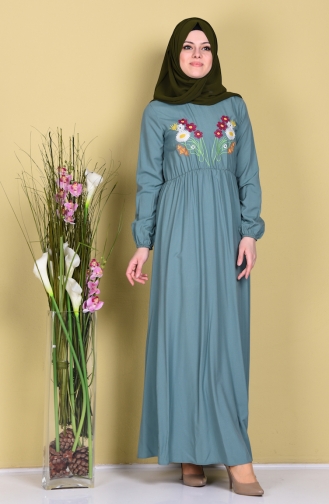 Green Almond Hijab Dress 4078-06