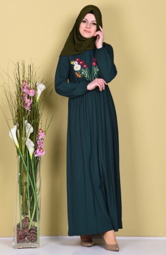 Emerald Green Hijab Dress 4078-09