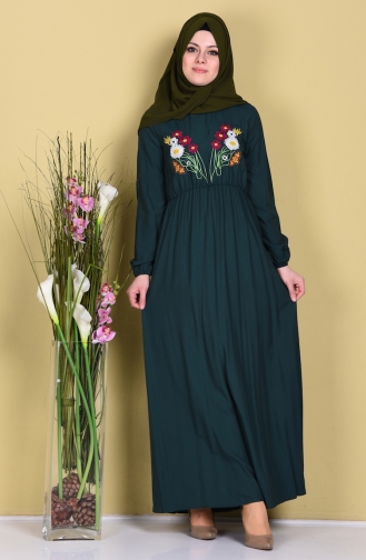 Emerald Green Hijab Dress 4078-09