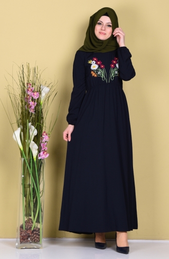 Embroidered Dress 4078-10 Navy 4078-10