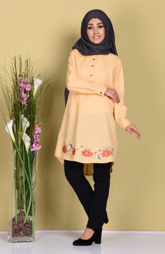 Embroidered Tunic 2182-09 Yellow 2182-09