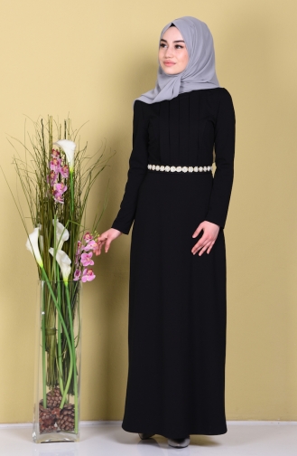 Schwarz Hijab Kleider 2735-04