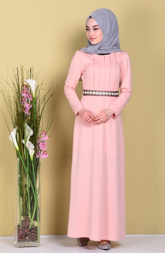 Salmon Hijab Dress 2735-08