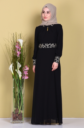 Schwarz Hijab-Abendkleider 4108-03