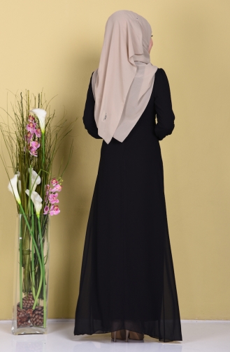 Black Hijab Evening Dress 4108-03
