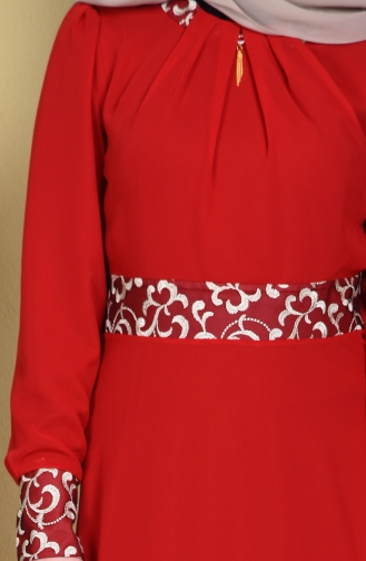 Weinrot Hijab-Abendkleider 4108-05