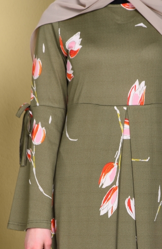 Lale Desen Elbise 2090-01 Haki Yeşil