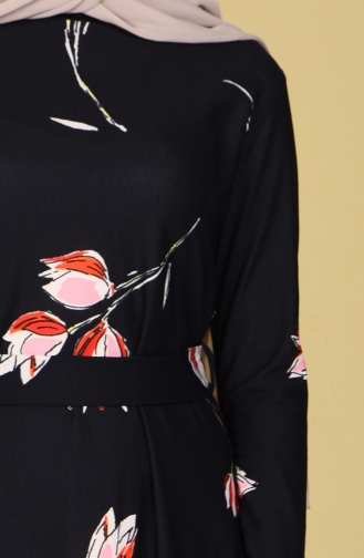 Lale Desen Fırfırlı Elbise 2093-04 Siyah