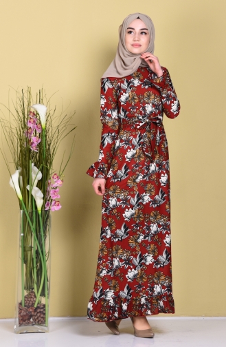 Claret Red Hijab Dress 2094-02