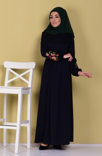 Dunkelblau Hijab Kleider 4128-09