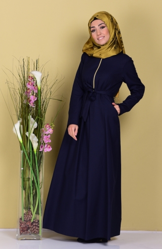 Navy Blue Hijab Dress 2253-05
