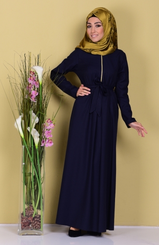 Navy Blue Hijab Dress 2253-05