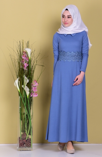 Blau Hijab Kleider 2027-10