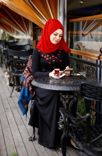 Schwarz Hijab Kleider 2066-01