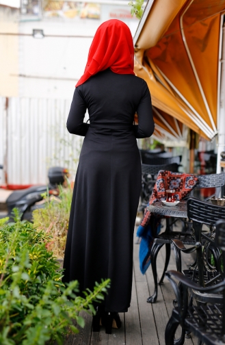 Schwarz Hijab Kleider 2066-01