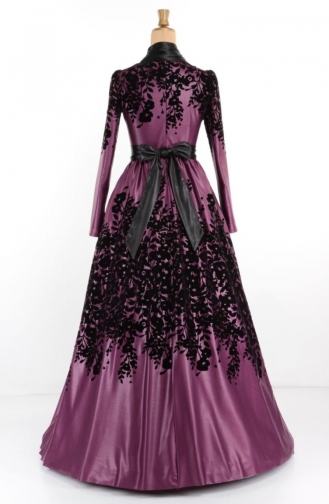 Purple Hijab Evening Dress 1098-02