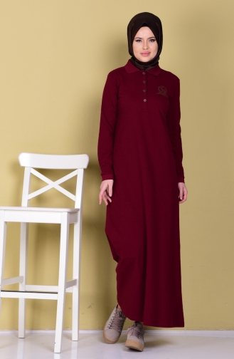 Claret Red Hijab Dress 2740-09