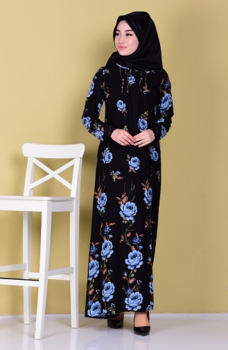 Blau Hijab Kleider 1228-01