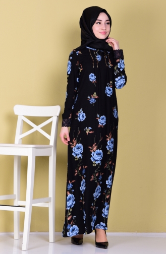 Blau Hijab Kleider 1228-01