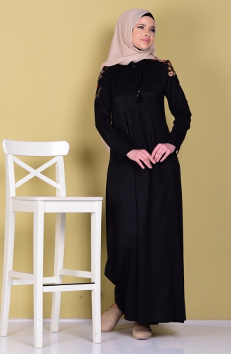 Schwarz Hijab Kleider 1603-04