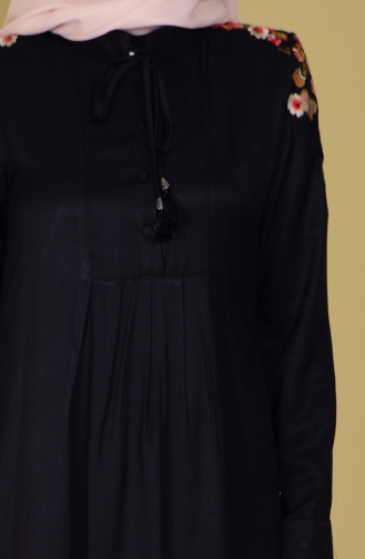 İşlemeli Elbise 1603-04 Siyah