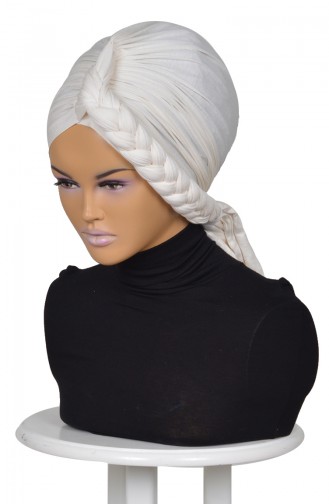 BONNET PEİGNE AVEC NATTES-CREME B0003-8 0003-8